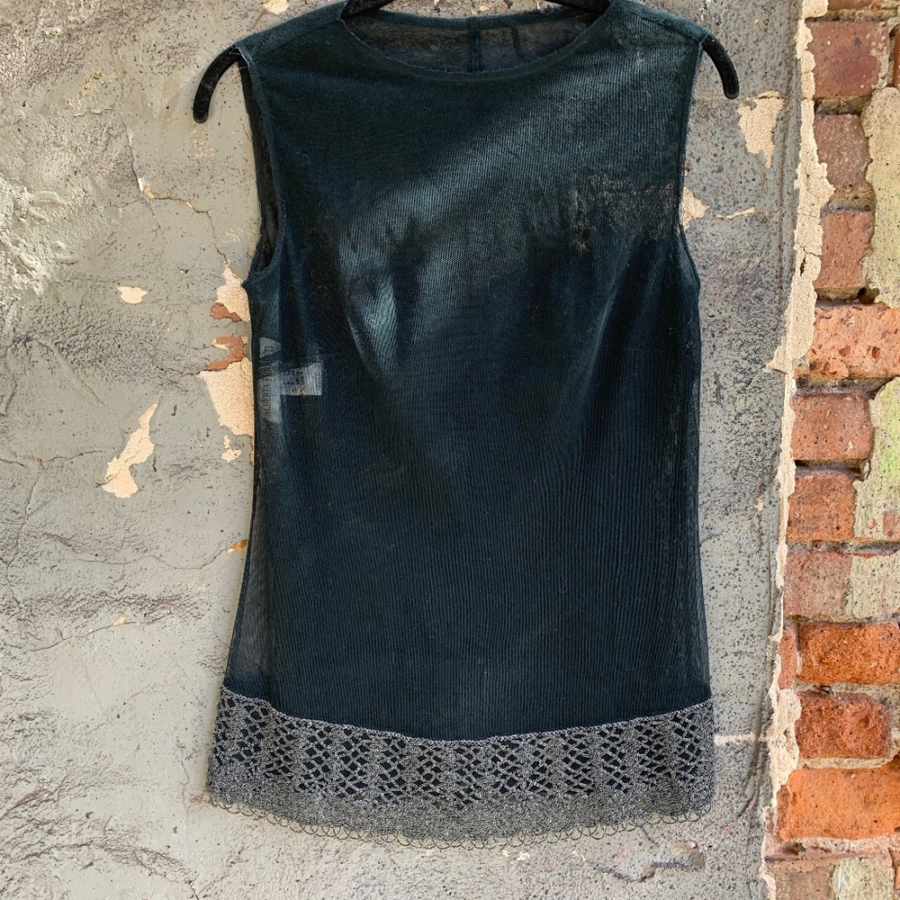 Alberta Ferretti sheer black sleeveless top - Picture 2 of 10